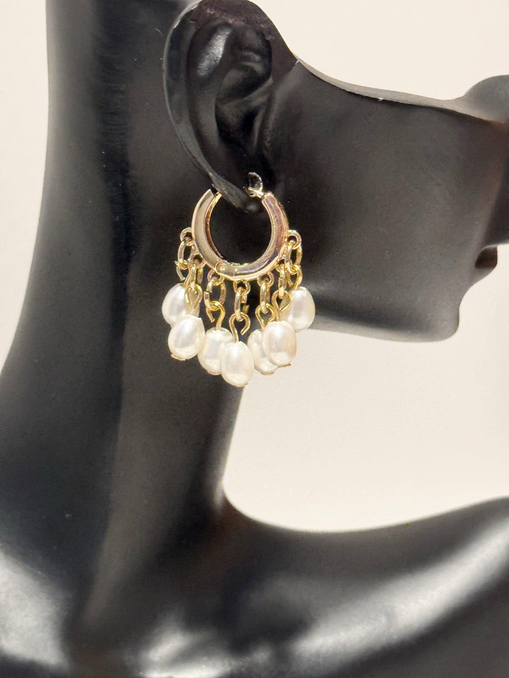 Pearl Earrings Shaker Huggies image 1