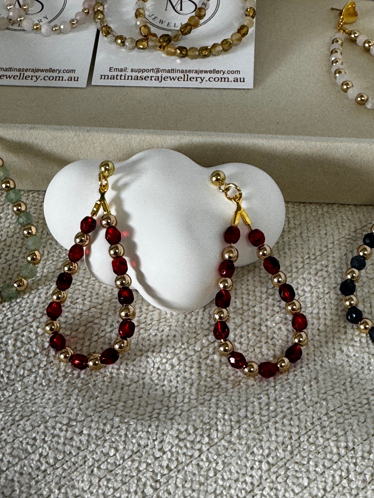 Amore Mini Teardrop Gemstone Earrings – Dainty Handmade Hoops