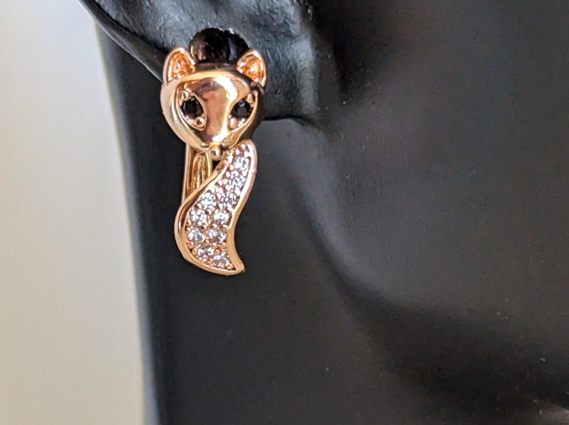 Vixen Fox Earrings 14k Rose Gold image 1