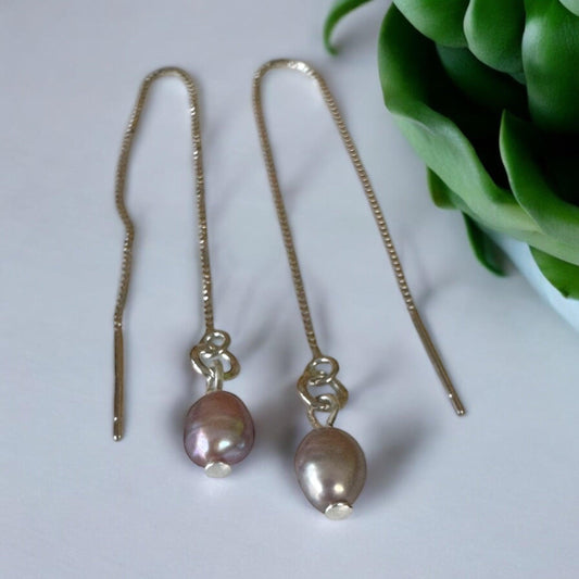 Elegant Pearl Threader Earrings - Kamilla