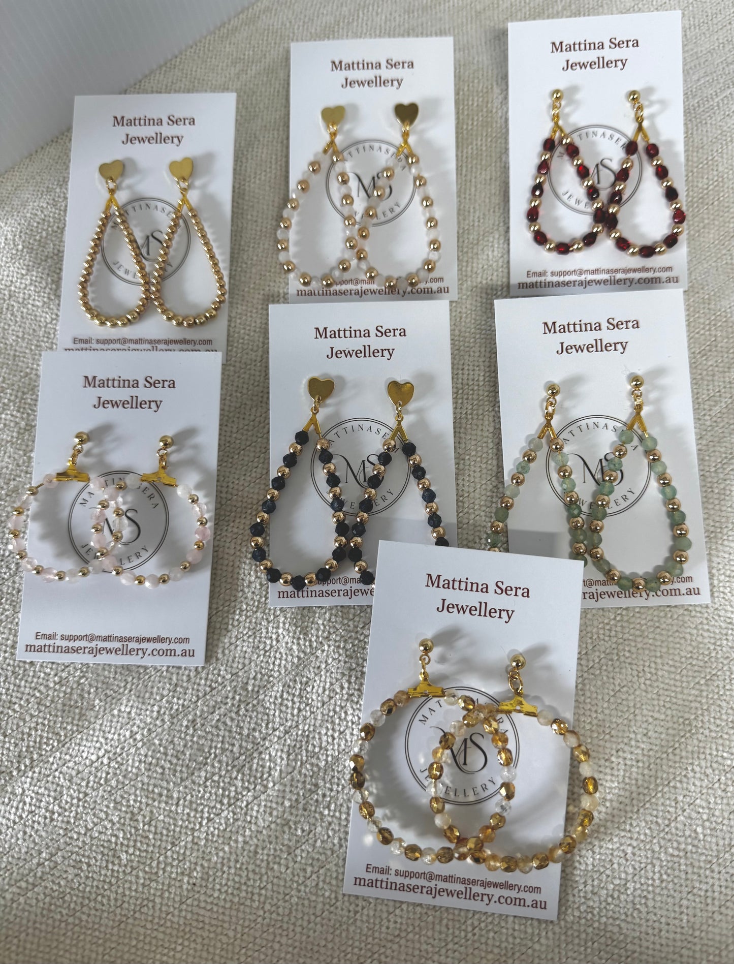 Amore Mini Teardrop Gemstone Earrings – Dainty Handmade Hoops