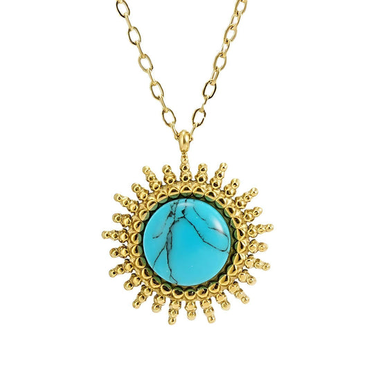 Blue Turquoise Sun Necklace image 1