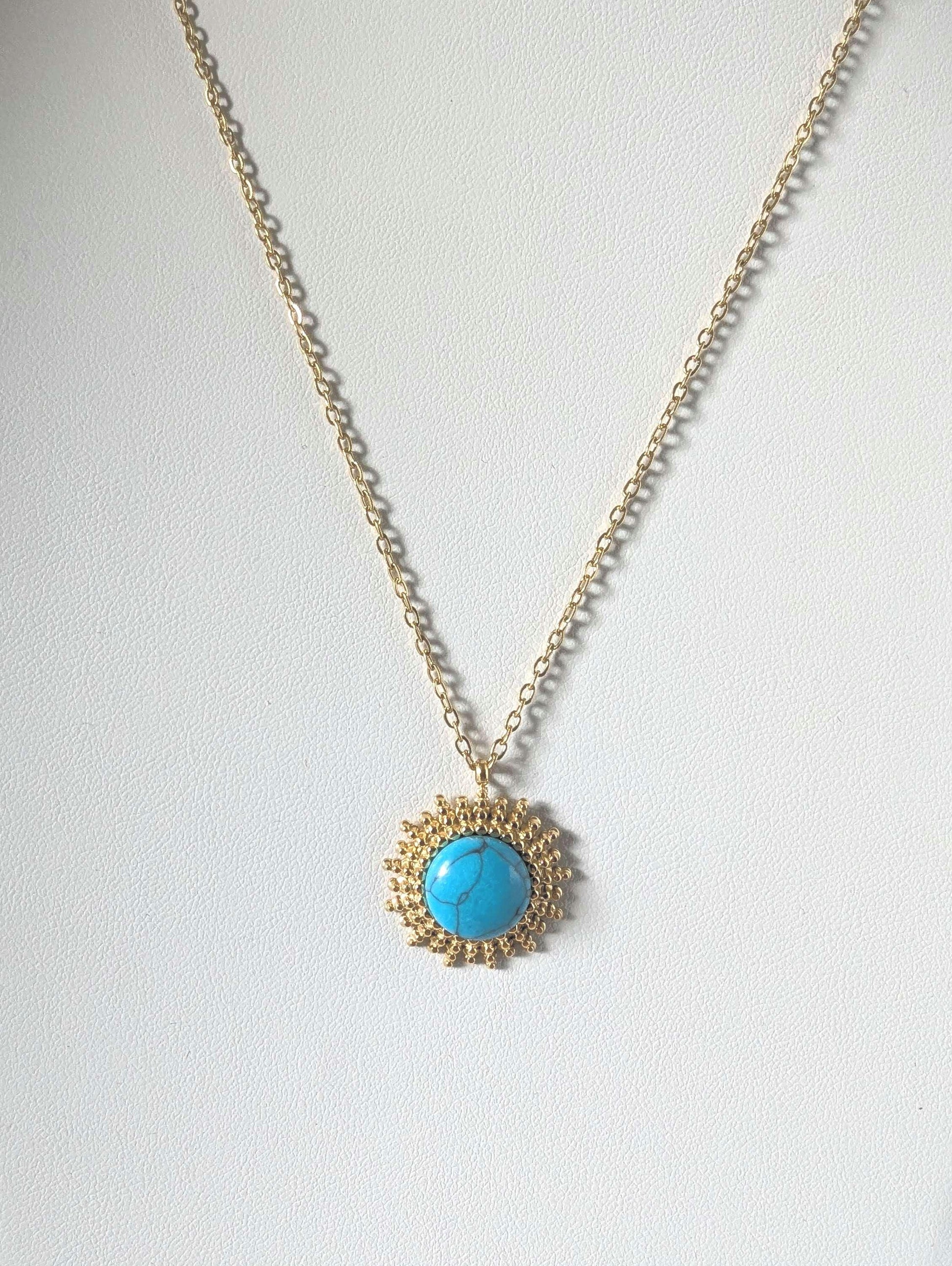 Blue Turquoise Sun Necklace image 0