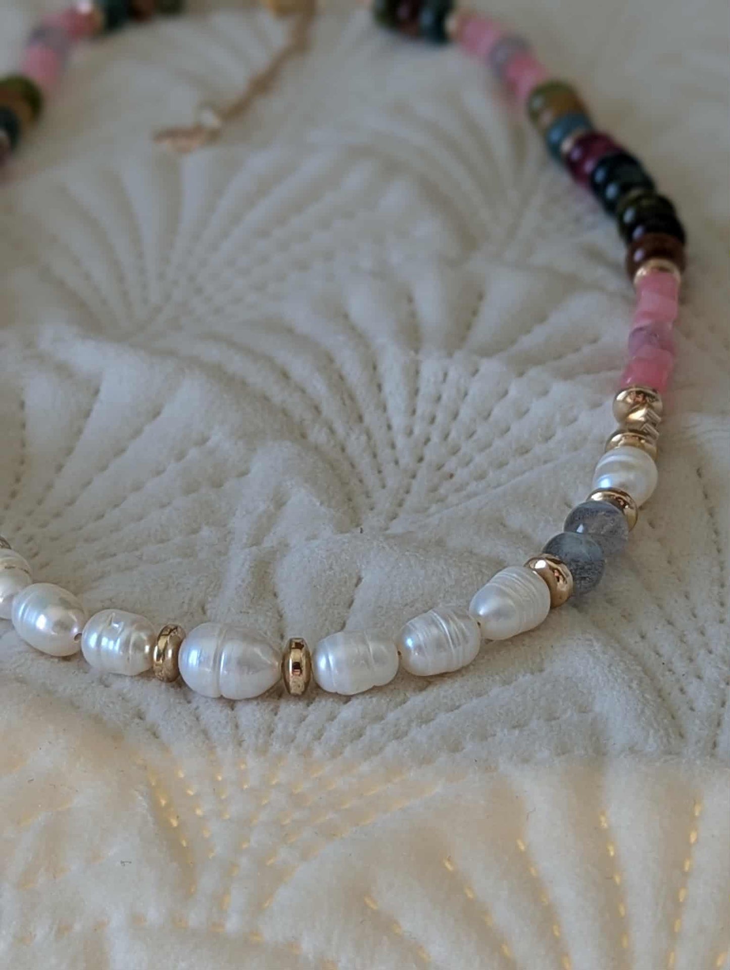 Luna Heart – Pearl & Gemstone Beaded Necklace