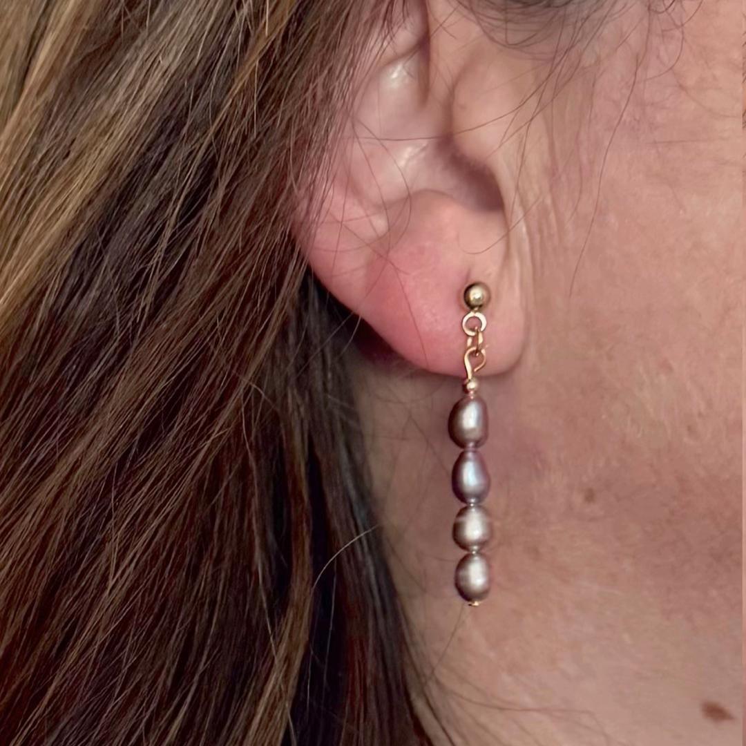 Hanna - Purple Cultured Pearl Drop Earrings image 1