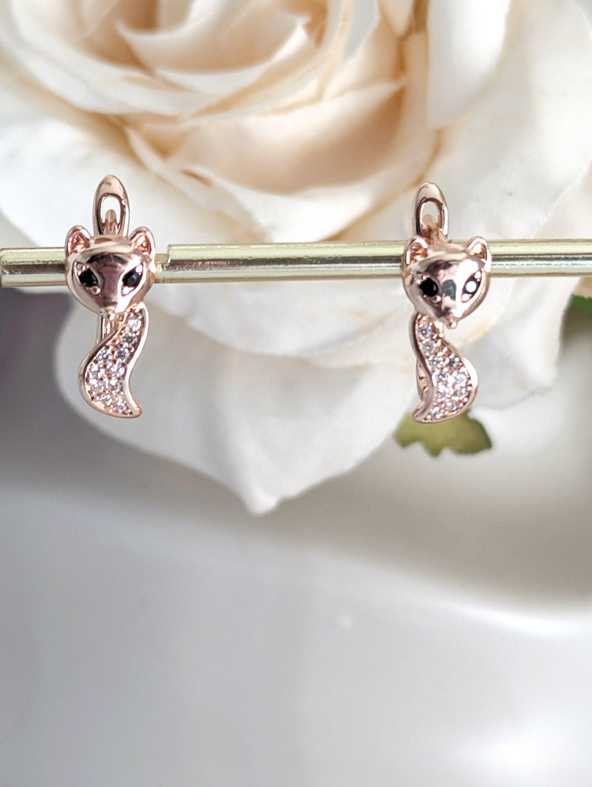Vixen Fox Earrings 14k Rose Gold image 0