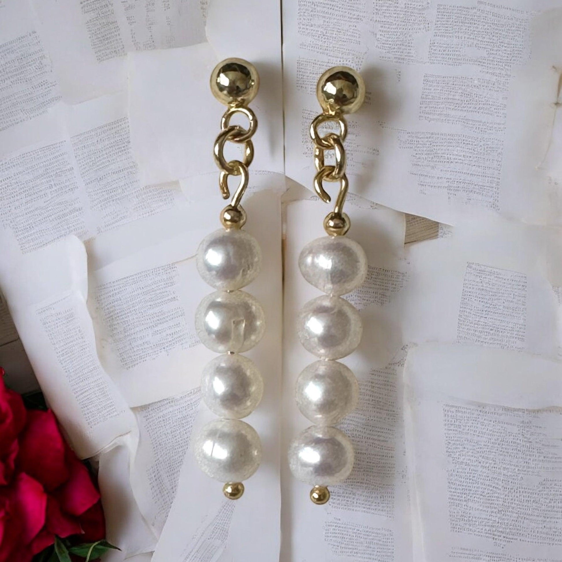 Laina - Bridal Pearl Drop Earrings image 1
