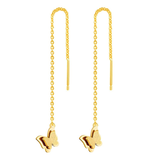 Gold Butterfly Threader Earrings – 18K PVD Gold Plated, Waterproof & Tarnish-Free