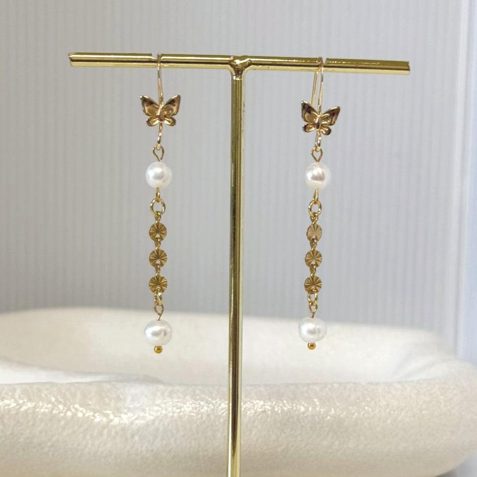 Butterfly Pearl Earrings image 0