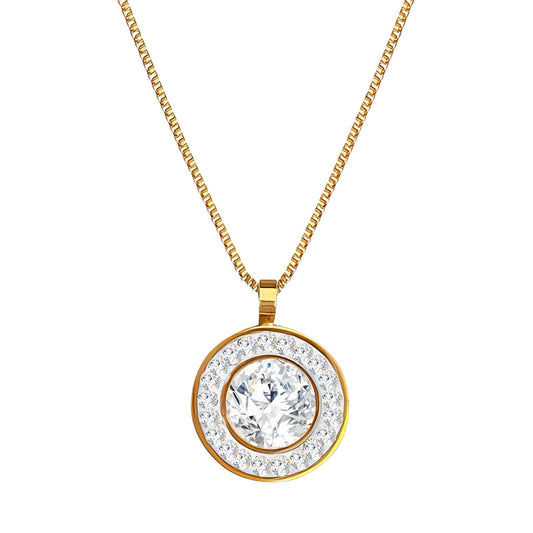 Waterproof gold plated cubic zirconia pendant necklace with adjustable 40cm chain, non-tarnish and elegant design