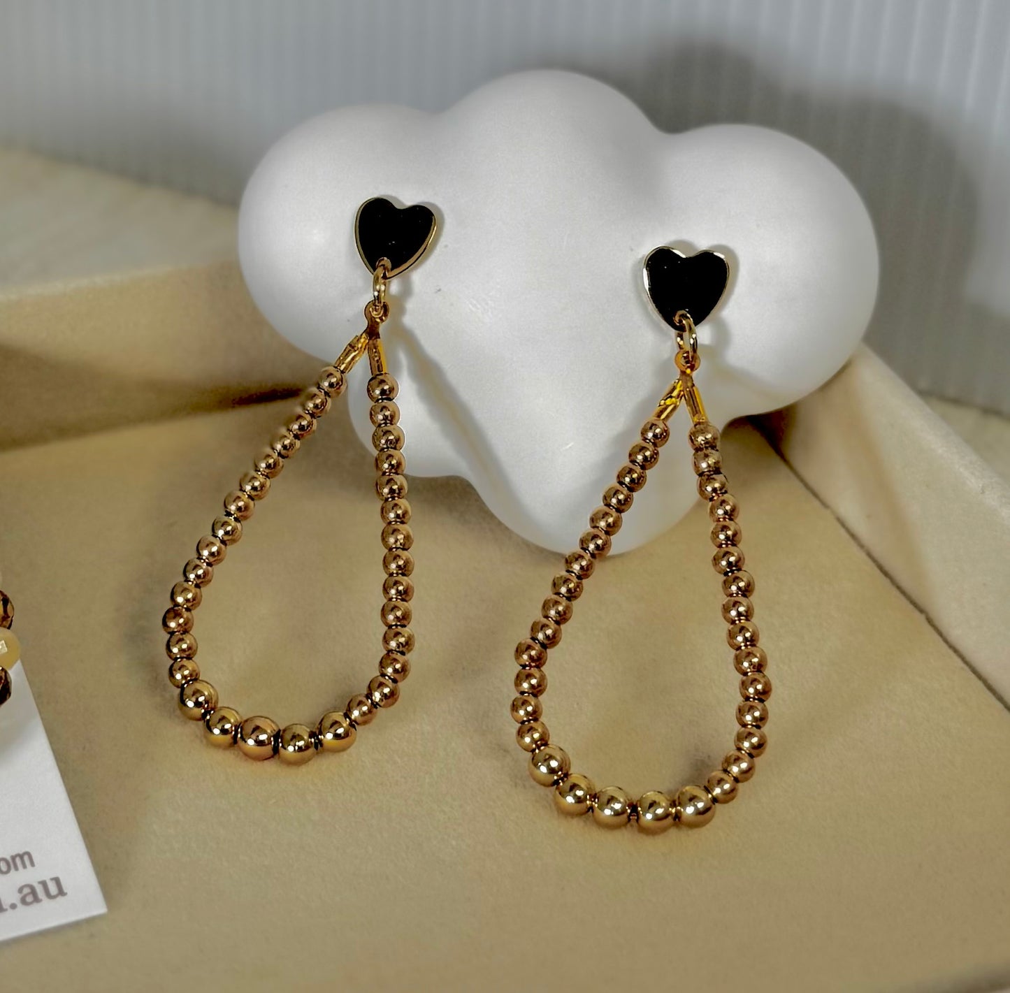 Gold teardrop hoop earrings solid gold beaded hoops