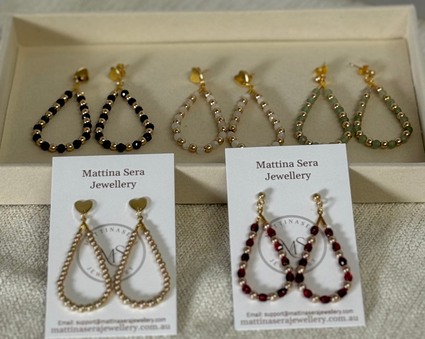 Amore 14k Gold Teardrop Hoop Earrings - Gold Beaded Hoops