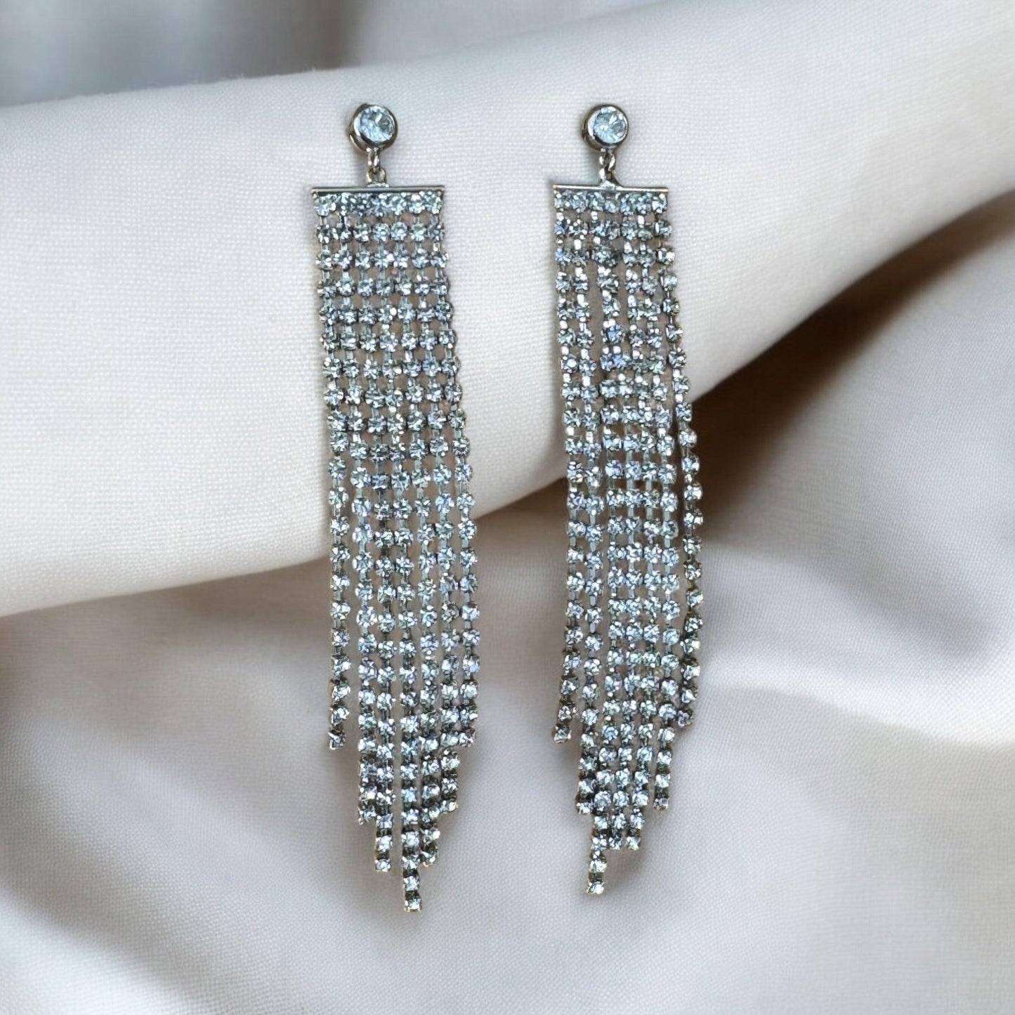 Crystal Cascade Bridal Earrings | Available in Gold or Silver