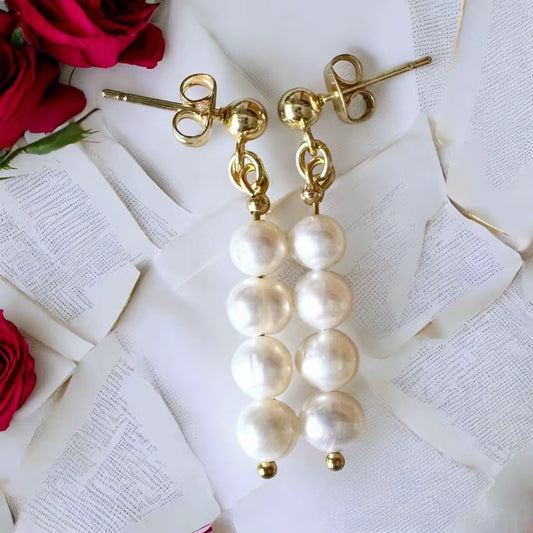 Elegant Drop Pearl Earrings – Freshwater Pearls with Sterling Silver or 18k Gold Filled Studs