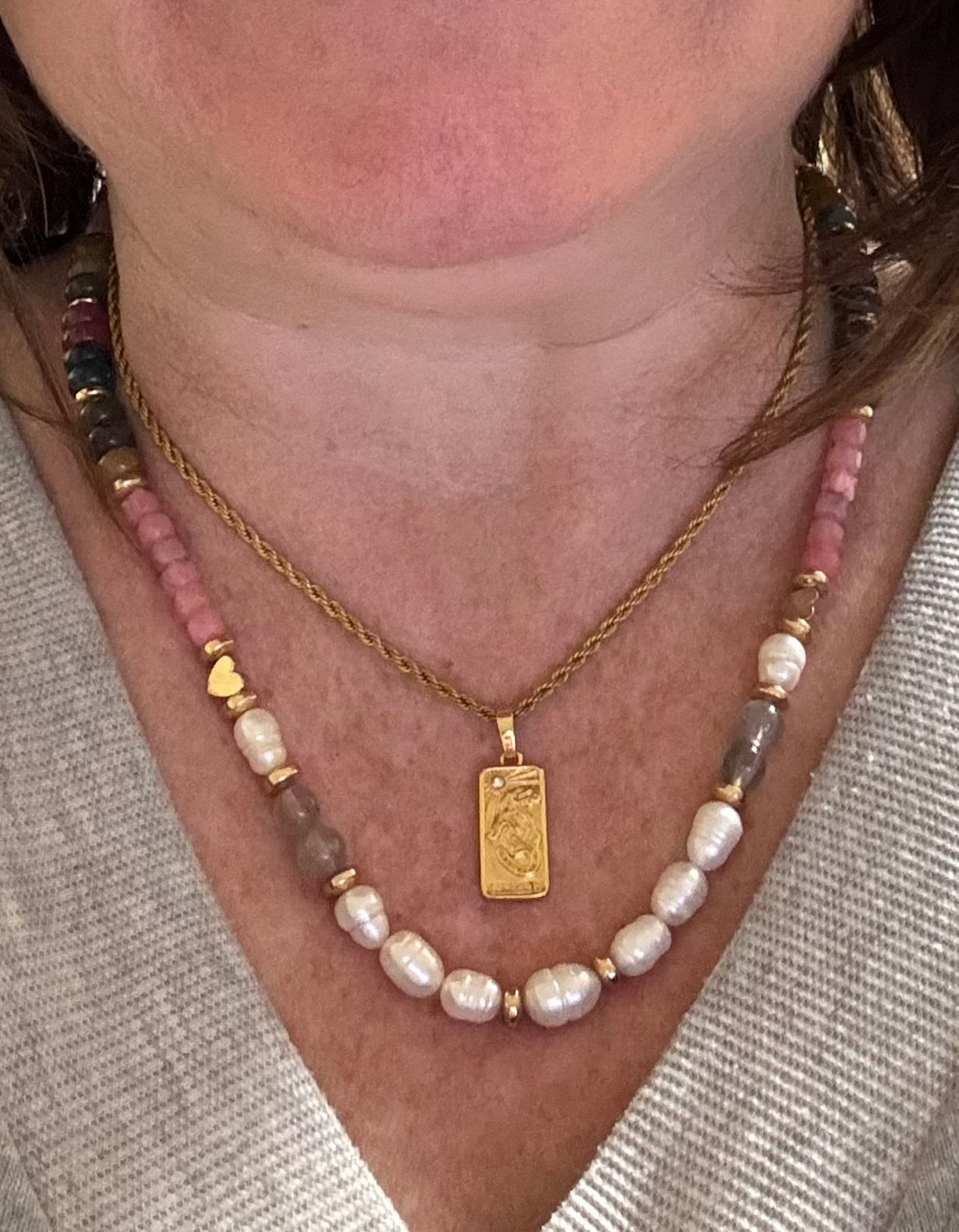 Luna Heart – Pearl & Gemstone Beaded Necklace