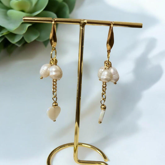Pearl Bridal Cluster Earrings