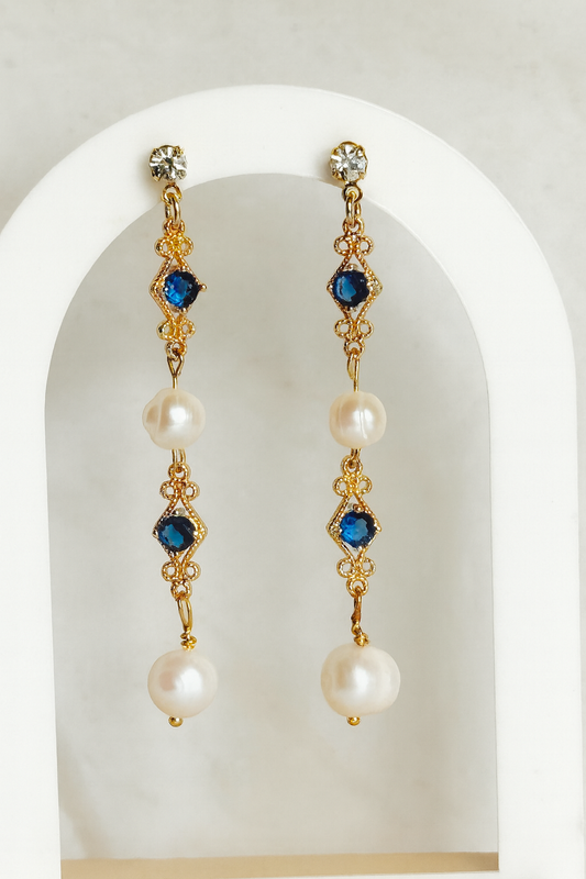 Fern Pearl & Crystal Drop Earrings