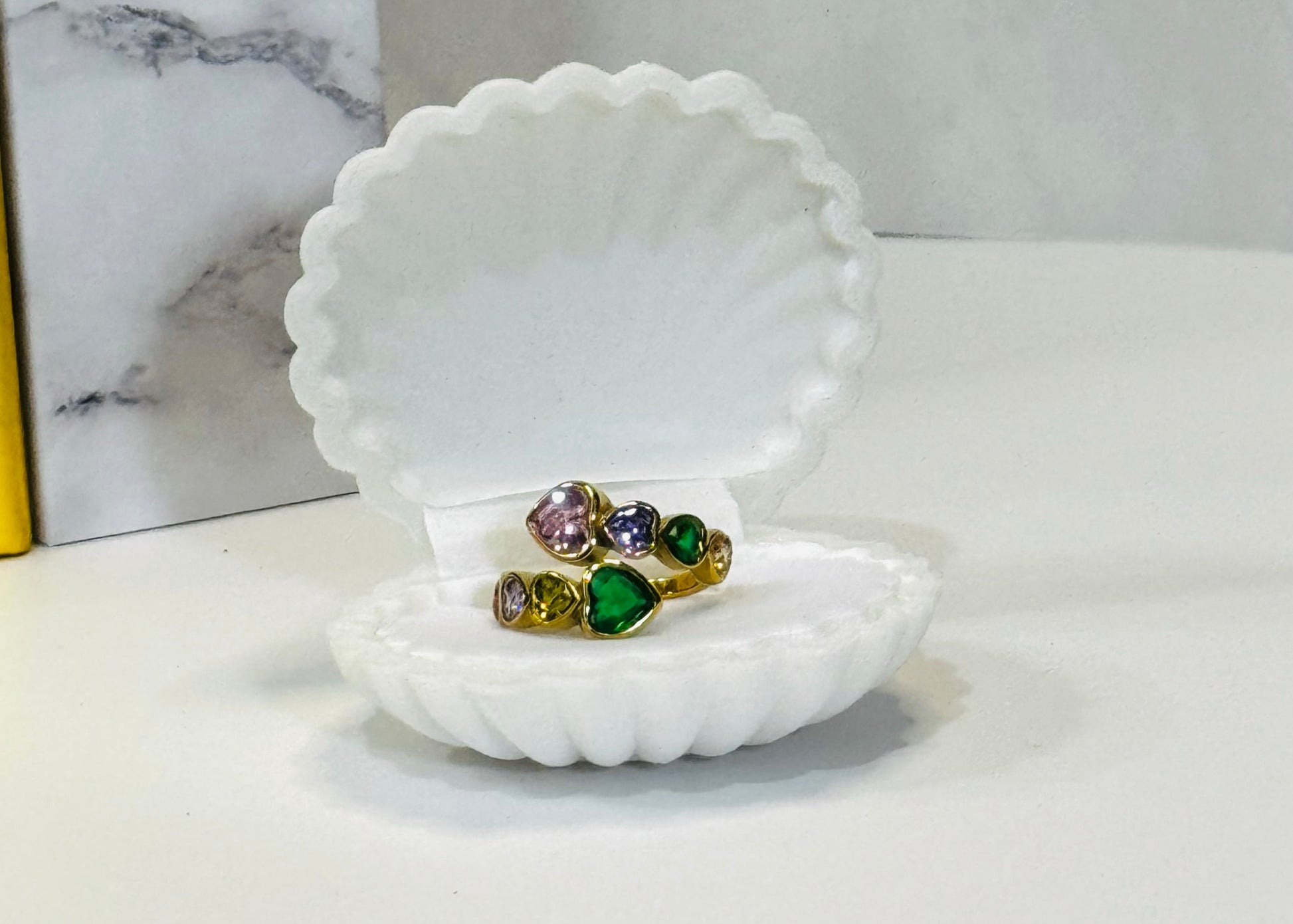 multi coloured stone gold adjustable ring.