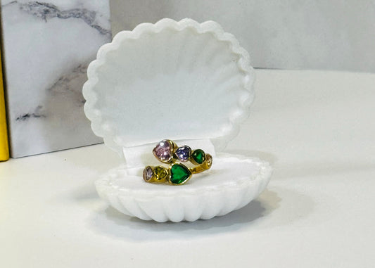 multi coloured stone gold adjustable ring.