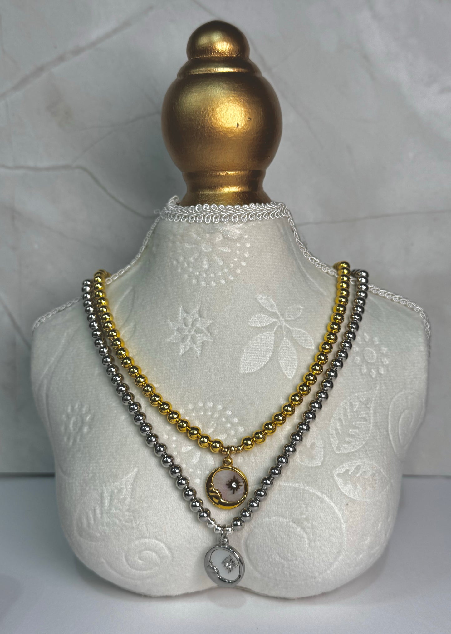 Moon Charm Beaded Choker Necklace