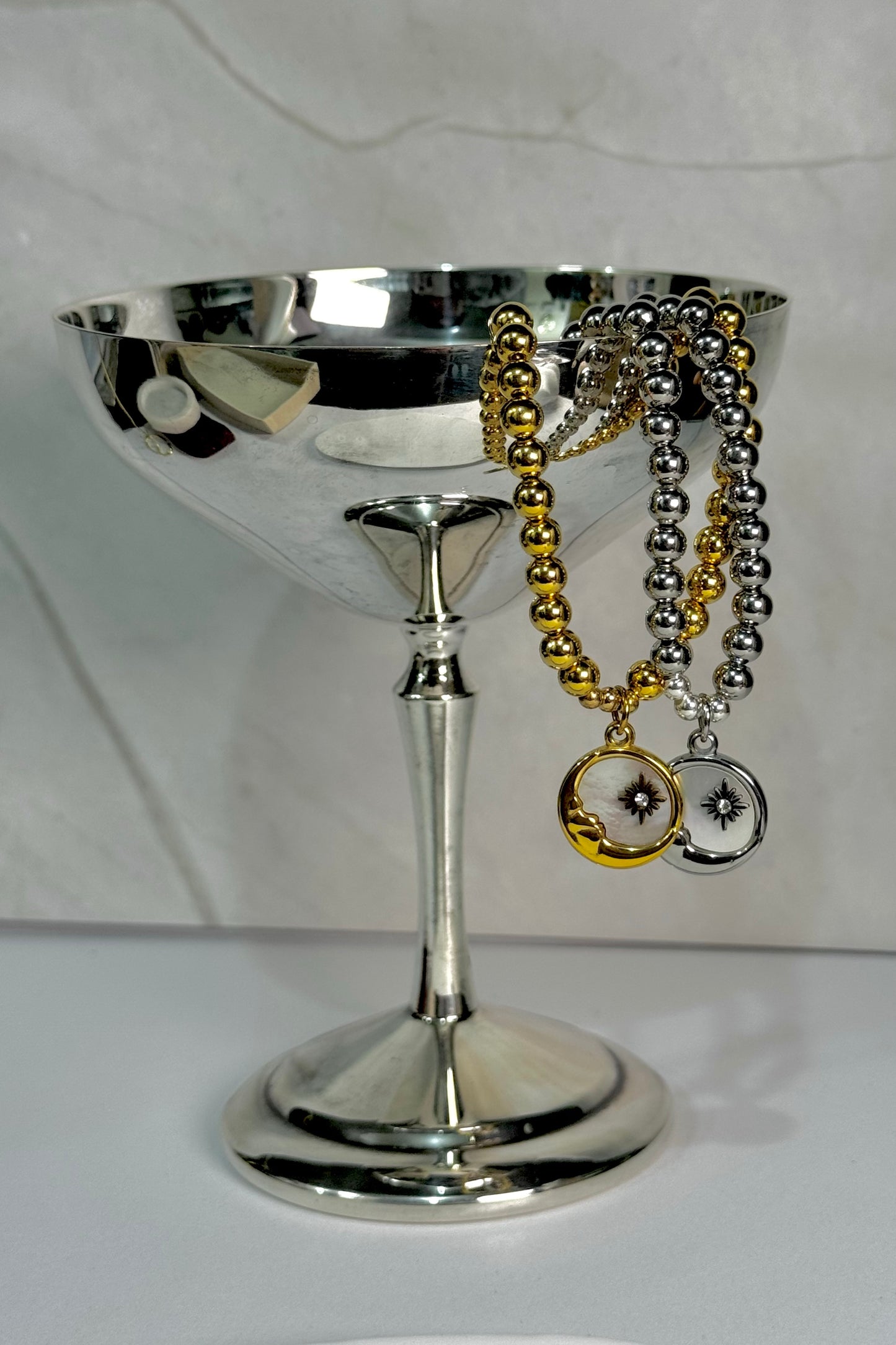 Moon Charm Beaded Choker Necklace