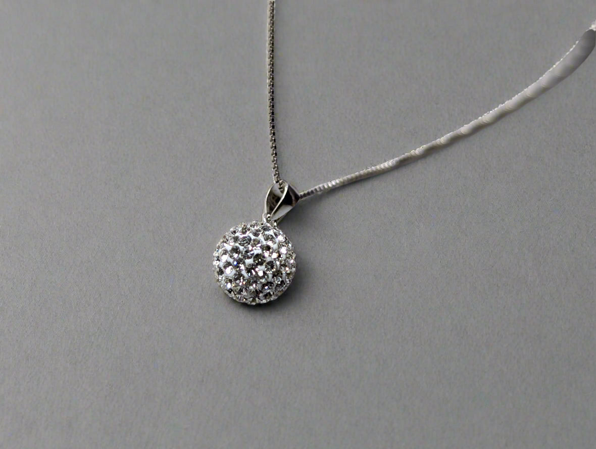 Sterling Silver Pavé Ball Pendant Necklace