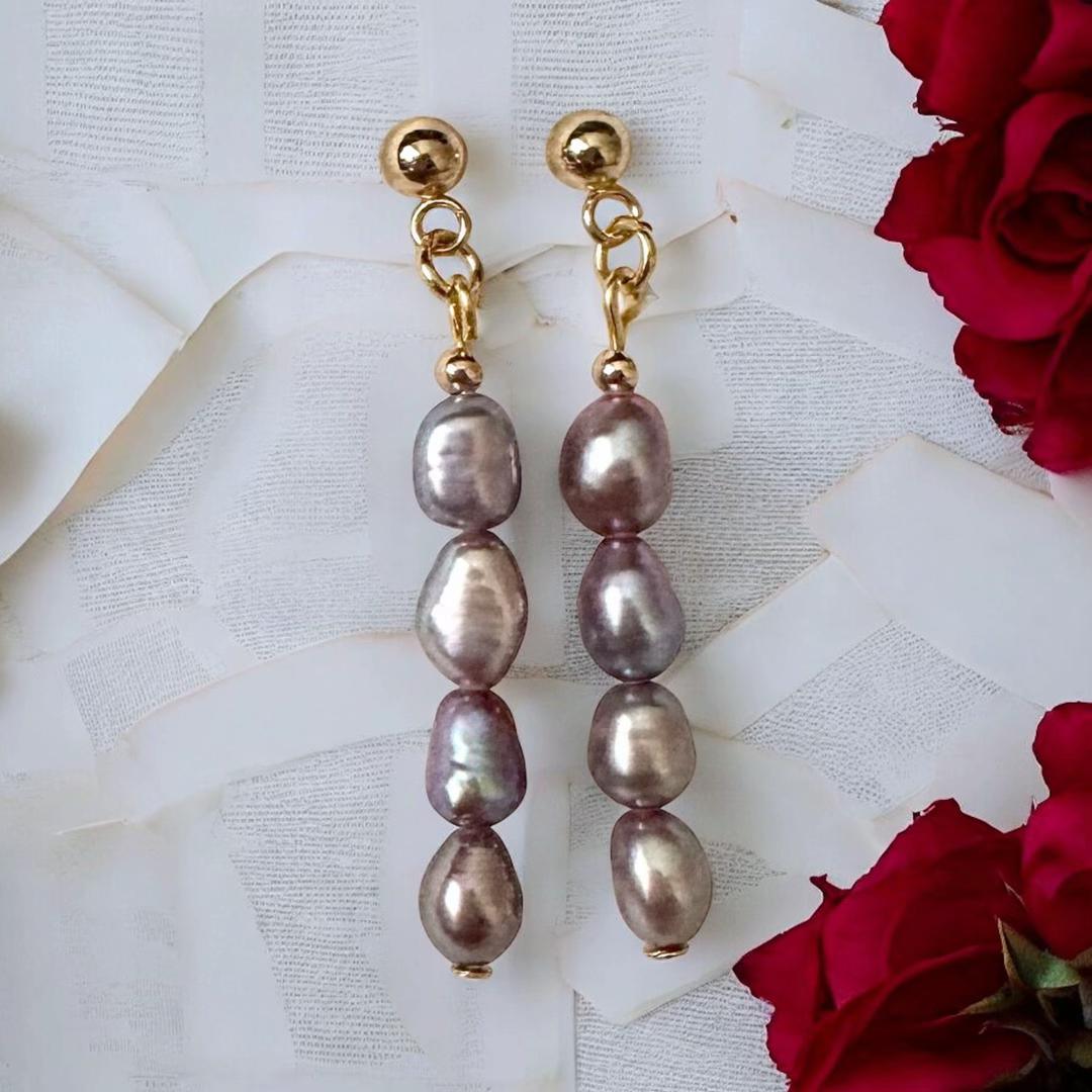 Hanna - Purple Cultured Pearl Drop Earrings image 0