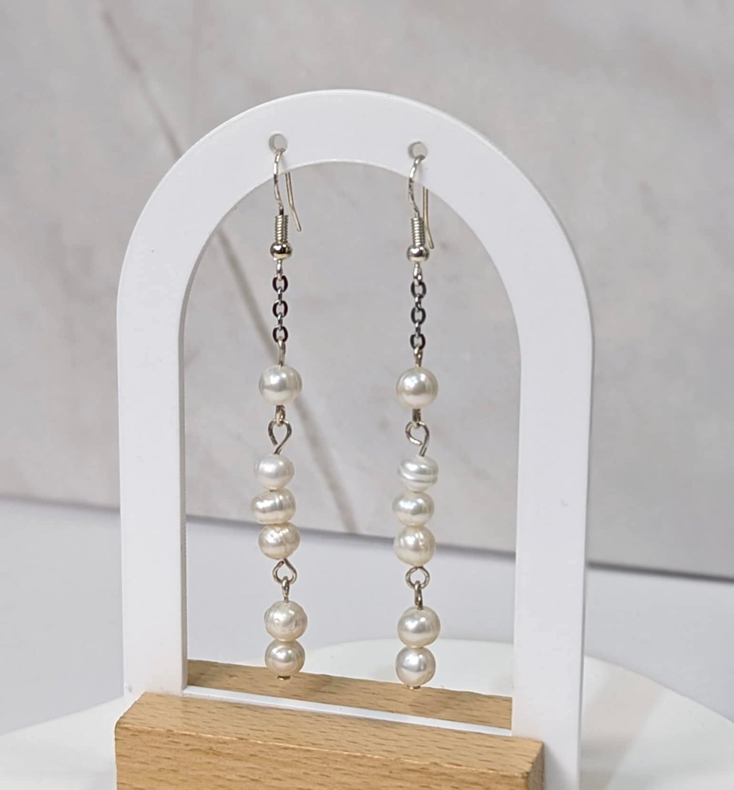 sterling silver pearl dangle earrings