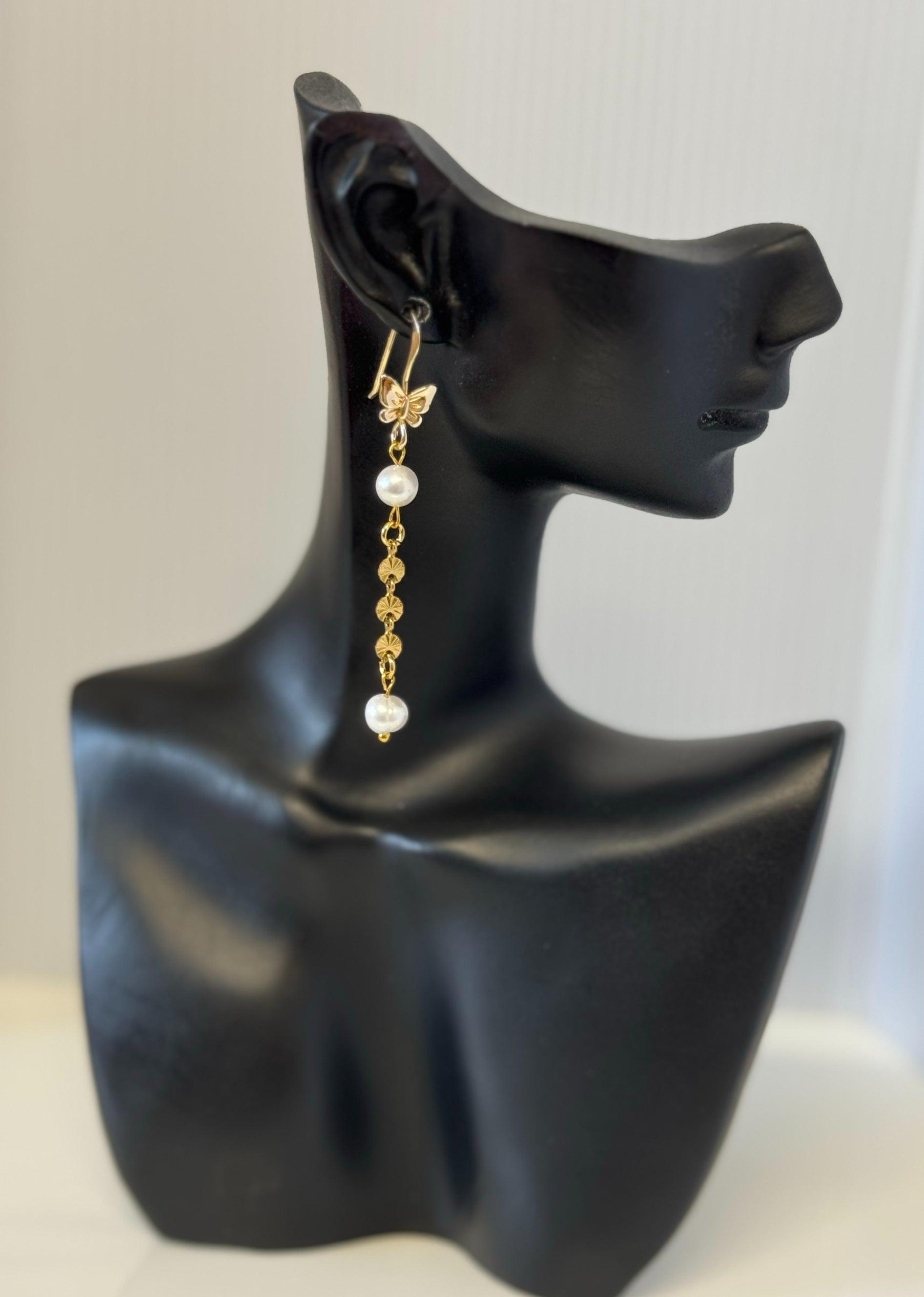 Butterfly Pearl Earrings image 3