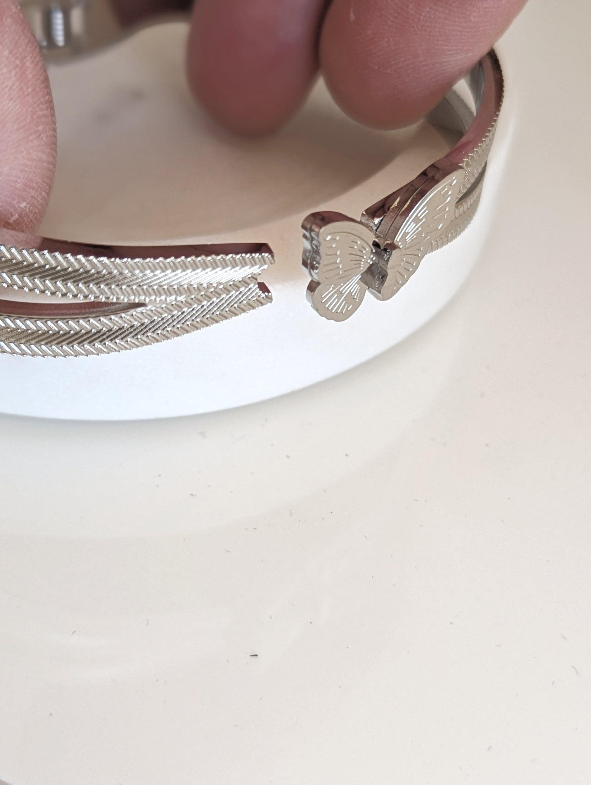 Butterfly Bangle Cuff Bracelet Silver Bracelet image 1