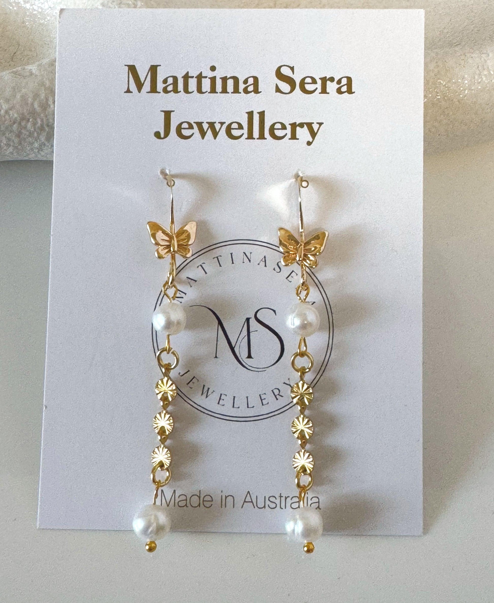 Butterfly Pearl Earrings image 4