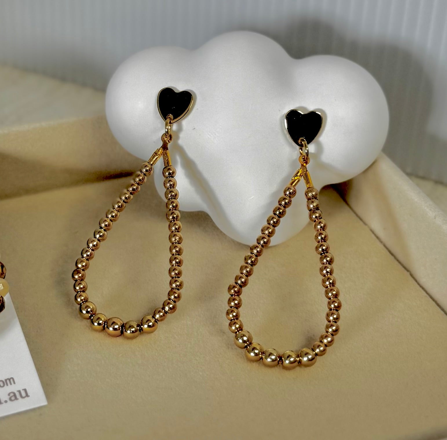 Gold teardrop hoop earrings solid gold beaded hoops