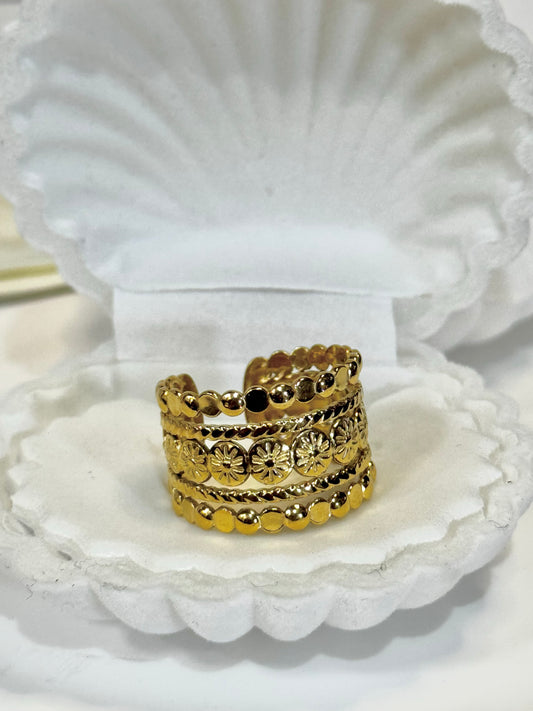 Marigold – 18K Gold Waterproof Floral Adjustable Ring