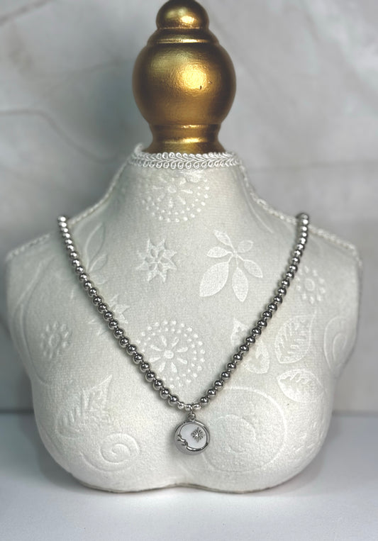 Moon Charm Beaded Choker Necklace