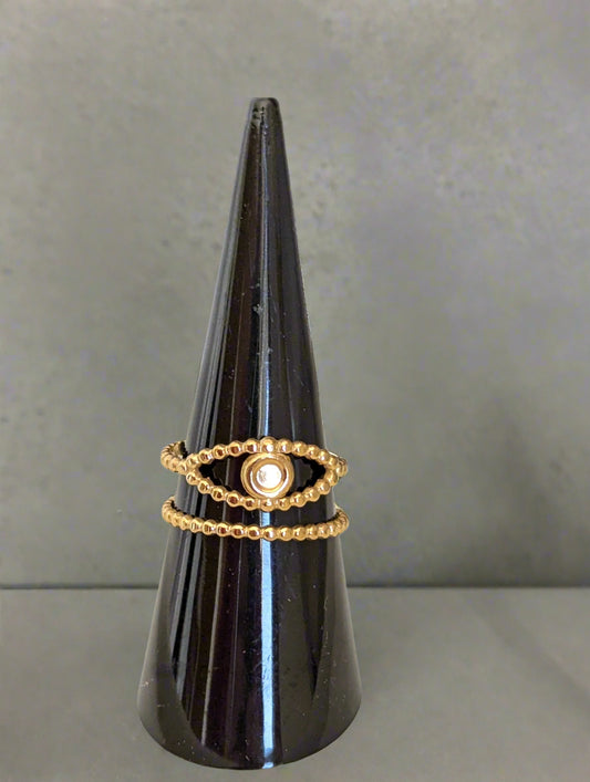 Gold Evil Eye Adjustable Ring – Waterproof & Hypoallergenic